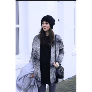 BENCH Womens Asymmetrical Open Drape Cardigan‎ Sweater Size XL GrayScale Blogger